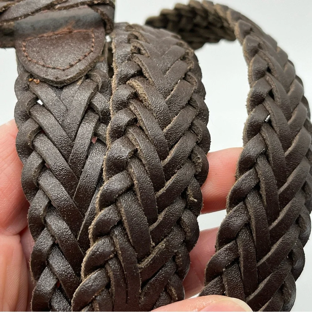 Capezlo vintage ML woven braided dark brown leather belt women boho western #5
